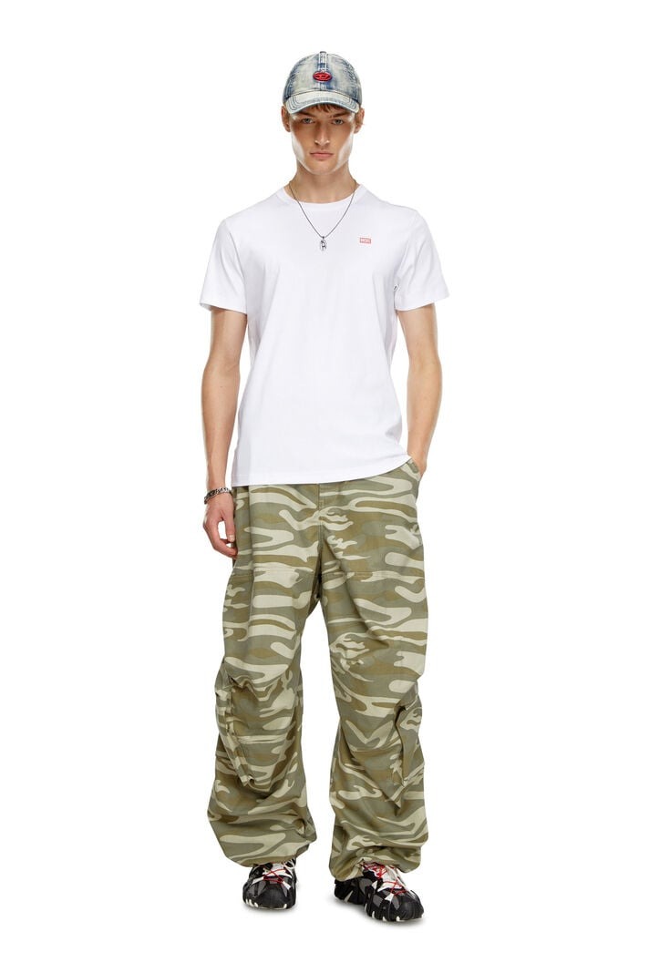 DIESEL｜ (A14819 0SKAF 9XX) Men's Interlock T-shirt with tonal Diesel print | Black | Diesel